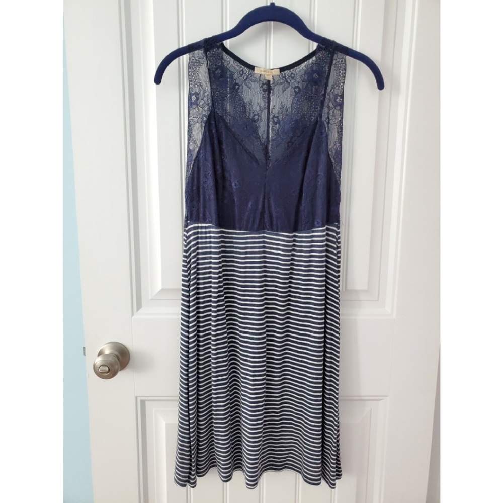 Bordeaux Navy Lace Racerback Dress, M